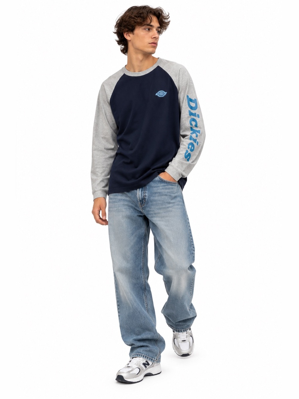 Dickies Blue Gray Cotton Raglan Long Sleeve Shirt – Size XL GUC